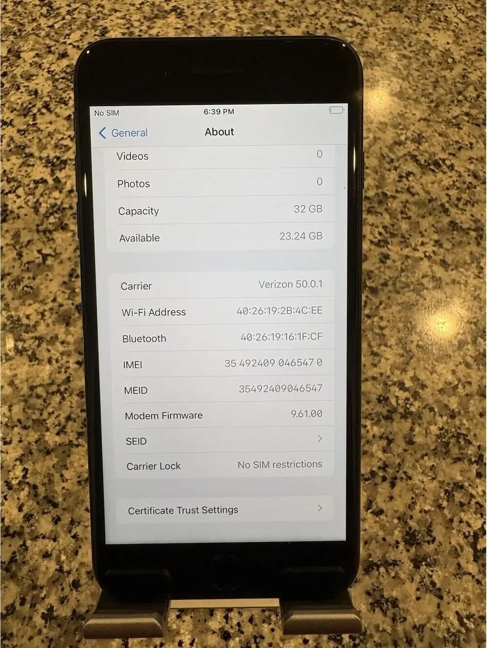 Apple iPhone 7 Plus - 32 GB - Black(Unlocked) Battery Health 99% H